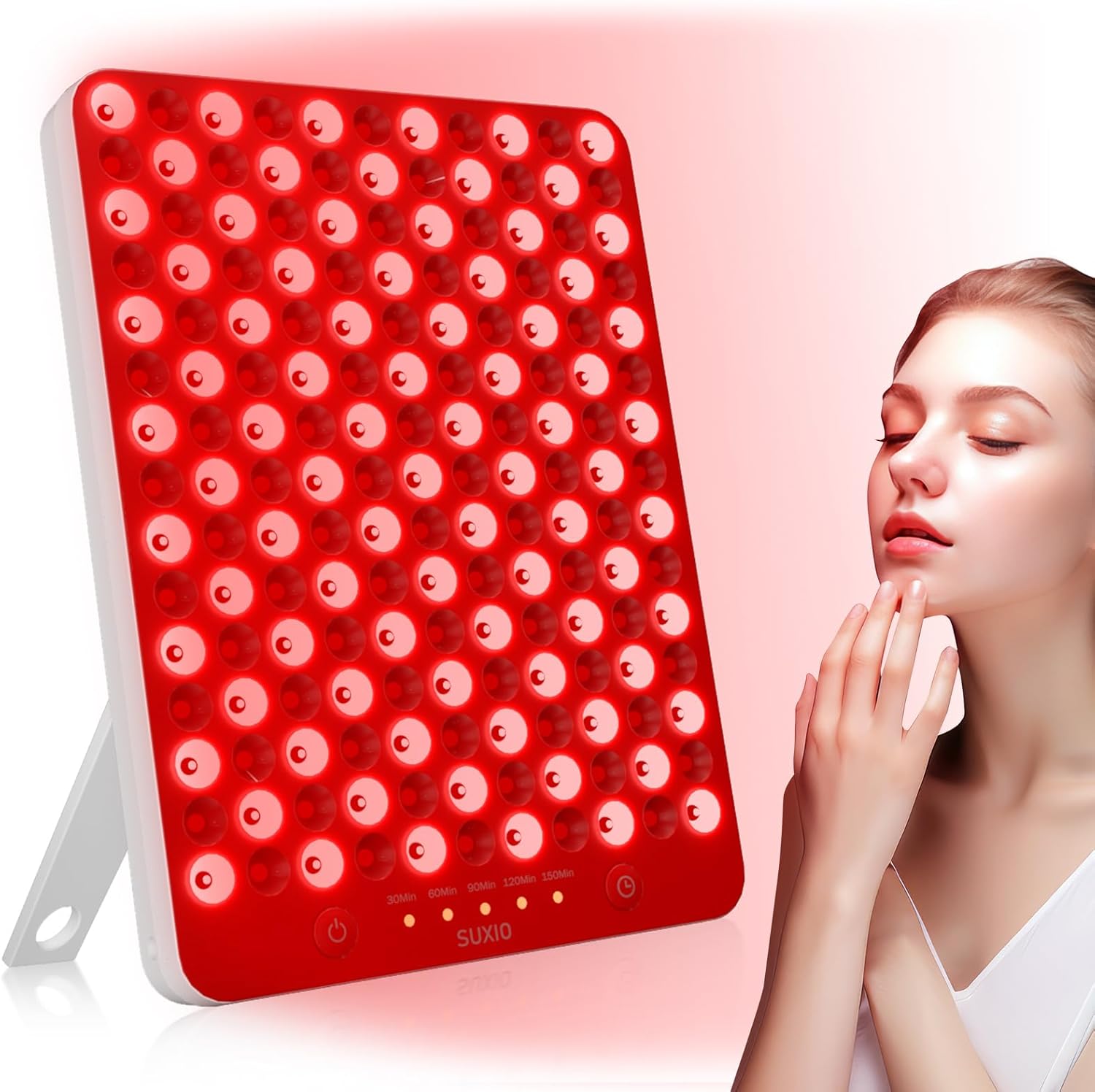 Revitalize Your Skin with the Red Light Therapy Lamp - 165 LED Panel for Face & Body, Portable Deep 660Nm - 850Nm Infrared Device with Eye-Patch, Sleek White Design