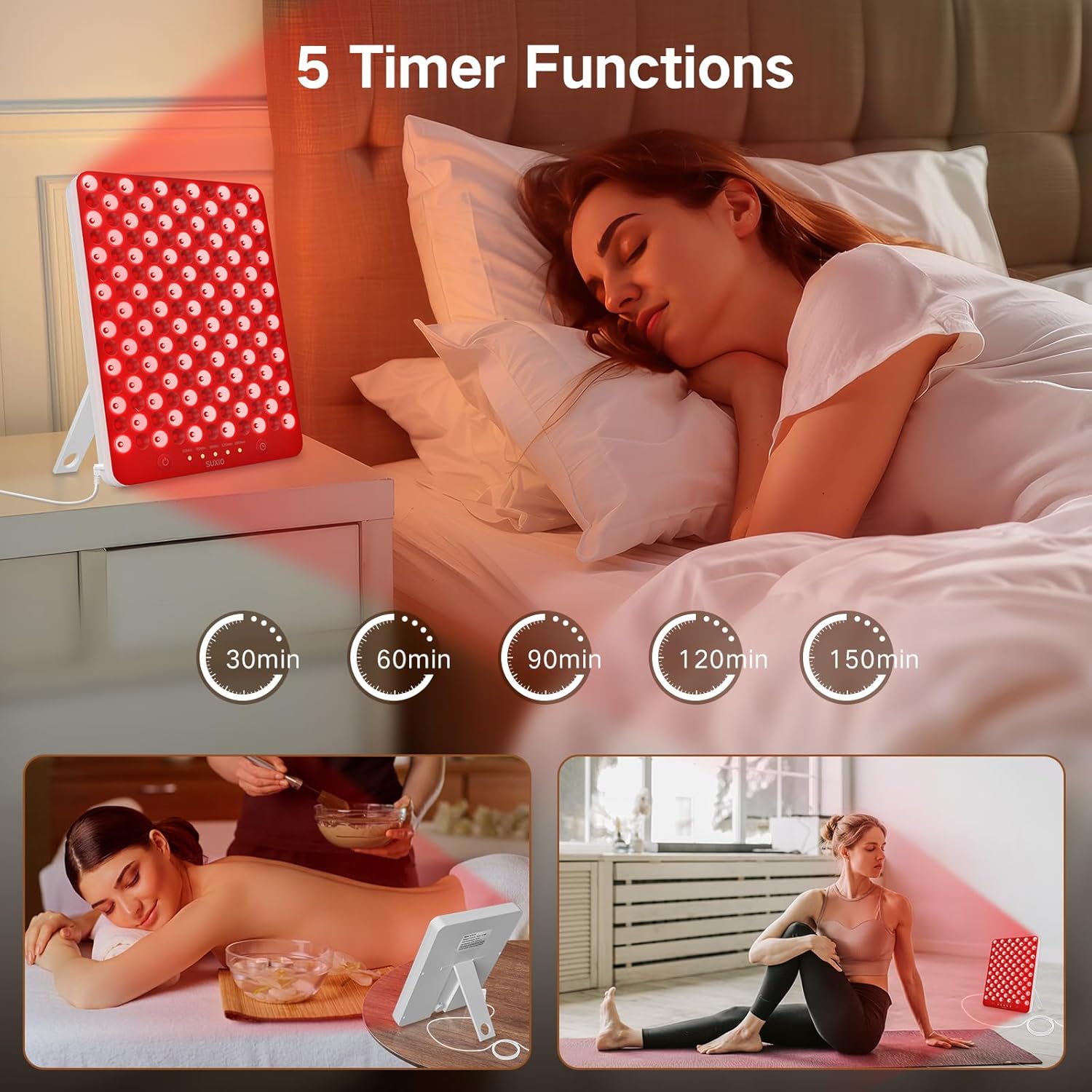 Revitalize Your Skin with the Red Light Therapy Lamp - 165 LED Panel for Face & Body, Portable Deep 660Nm - 850Nm Infrared Device with Eye-Patch, Sleek White Design